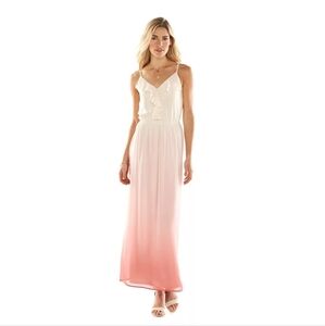 Multicolored sleeveless maxi sundress with v-neck for wedding guest